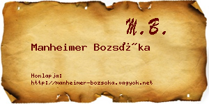 Manheimer Bozsóka névjegykártya